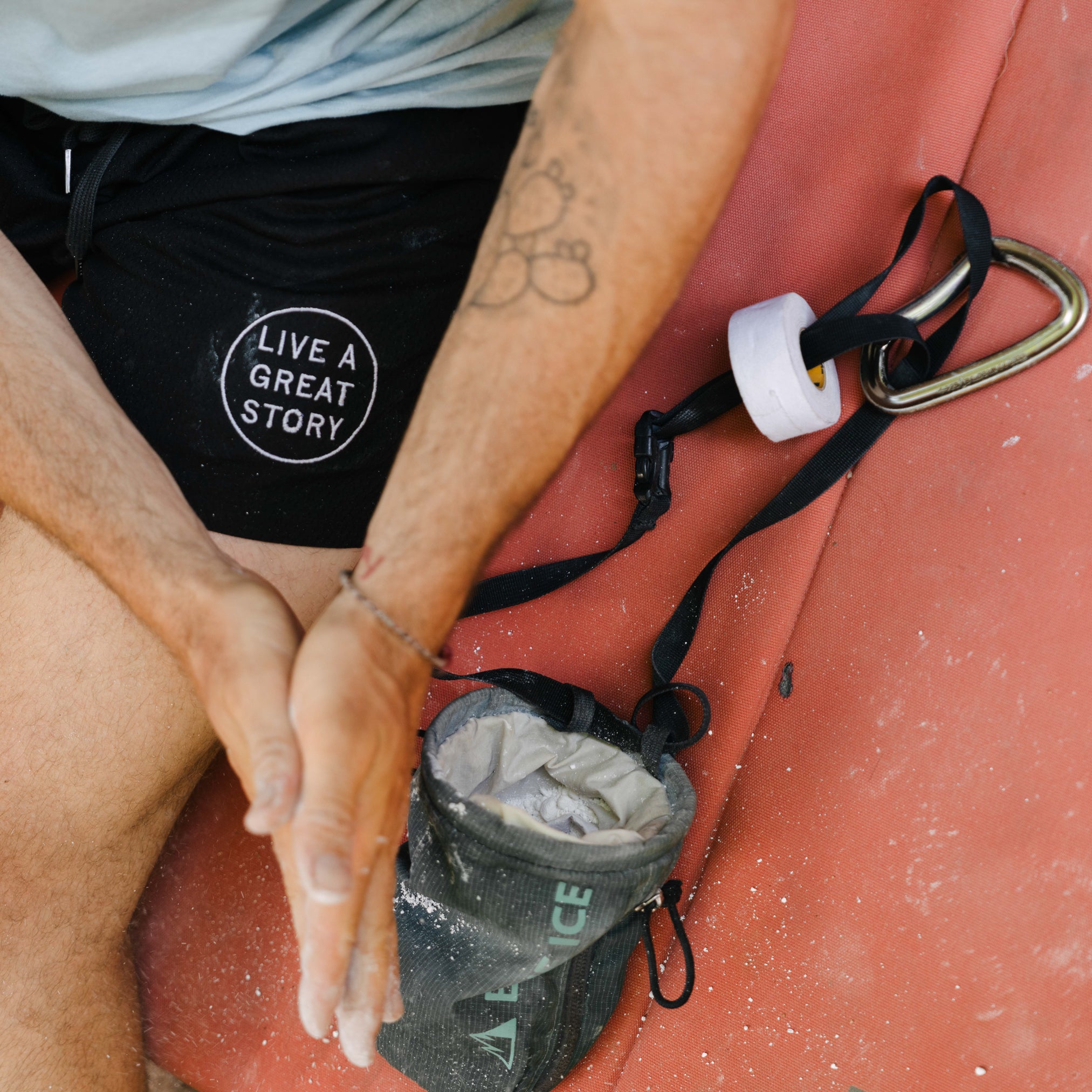 A man wearing black LIVE A GREAT STORY Men's Summer Shorts