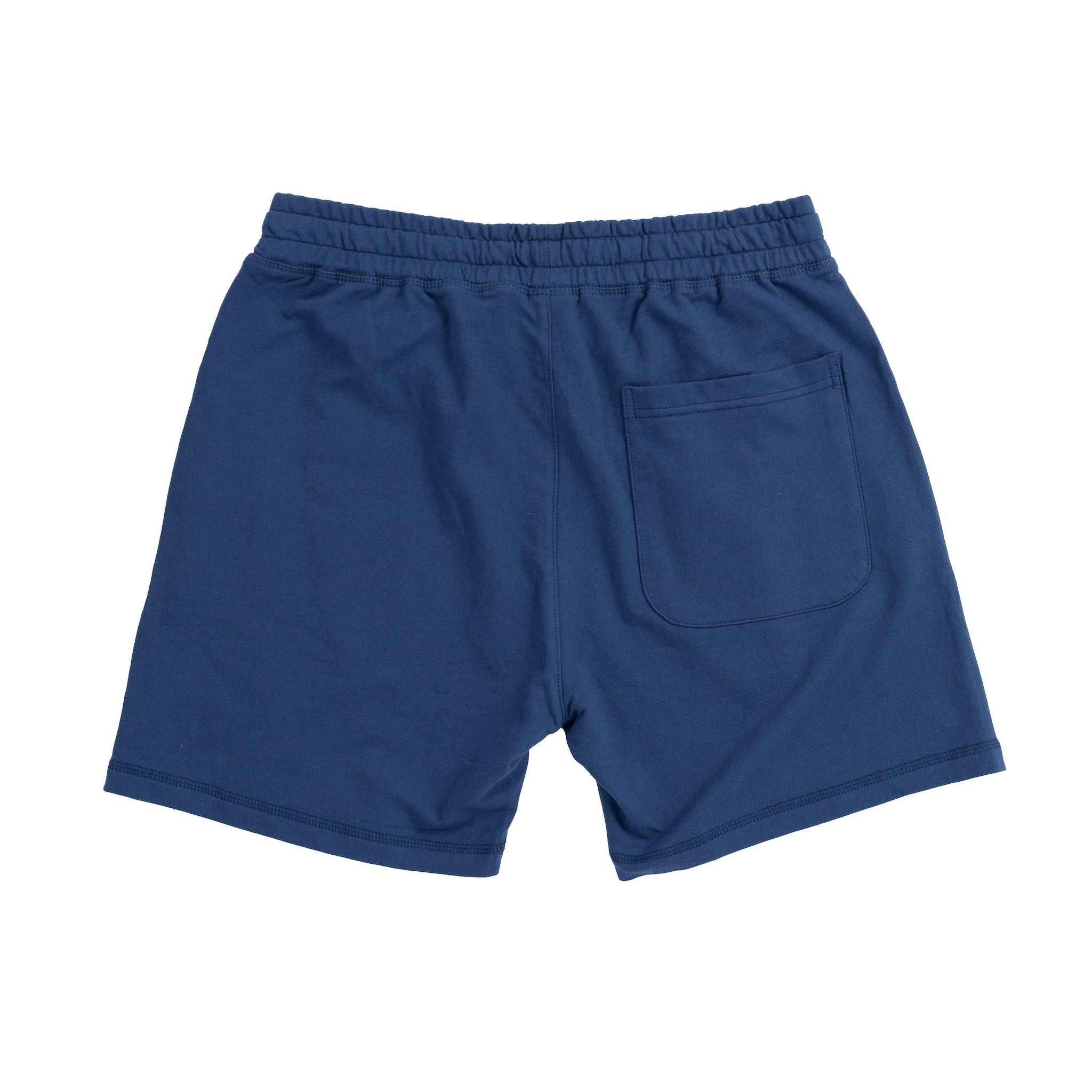 A back view of the blue Camp Fire Shorts