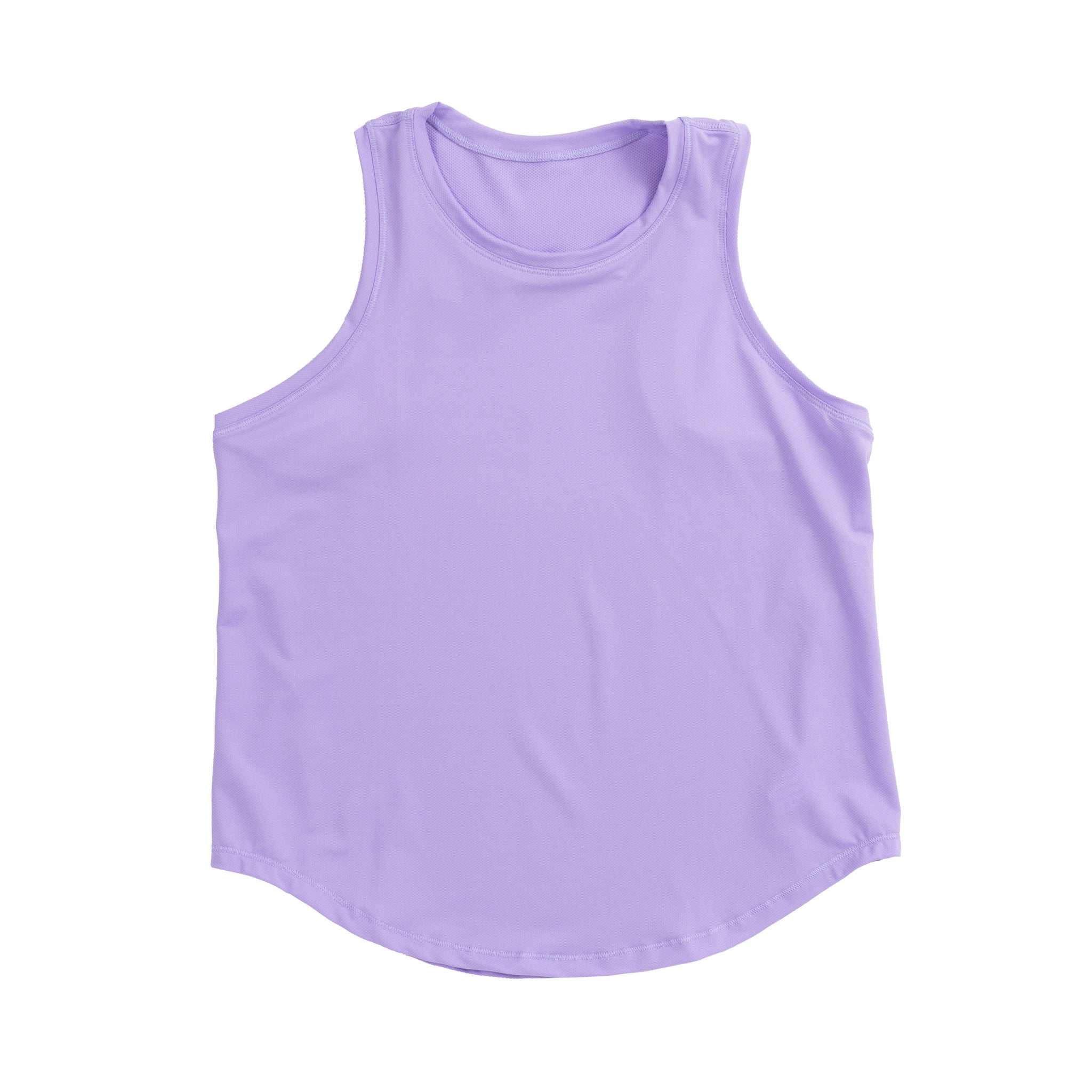 The front view of a lilac LIVE A GREAT STORY Lightweight Women's Racer Tank Top