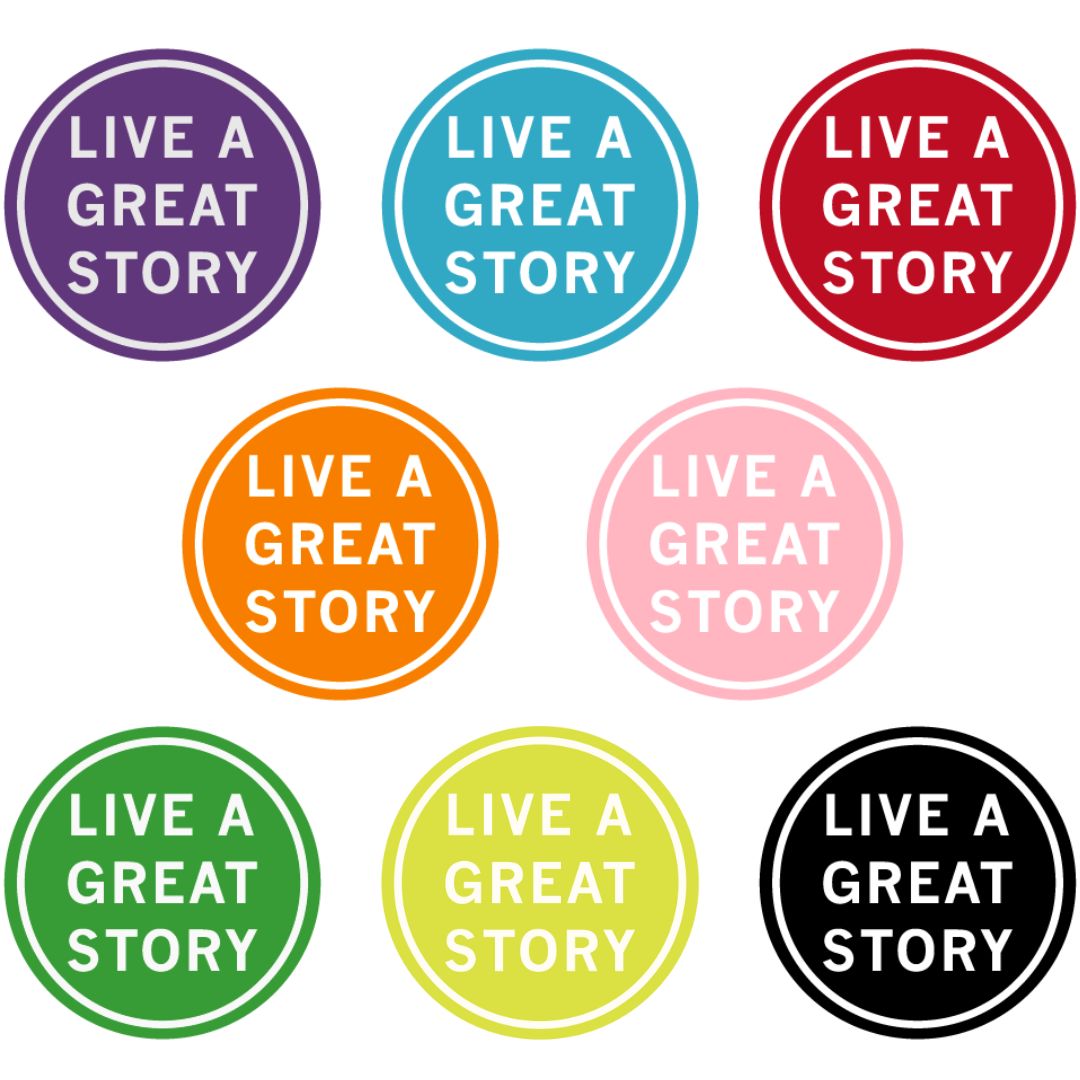 A 4" LIVE A GREAT STORY Colorful Inspiration Sticker Pack