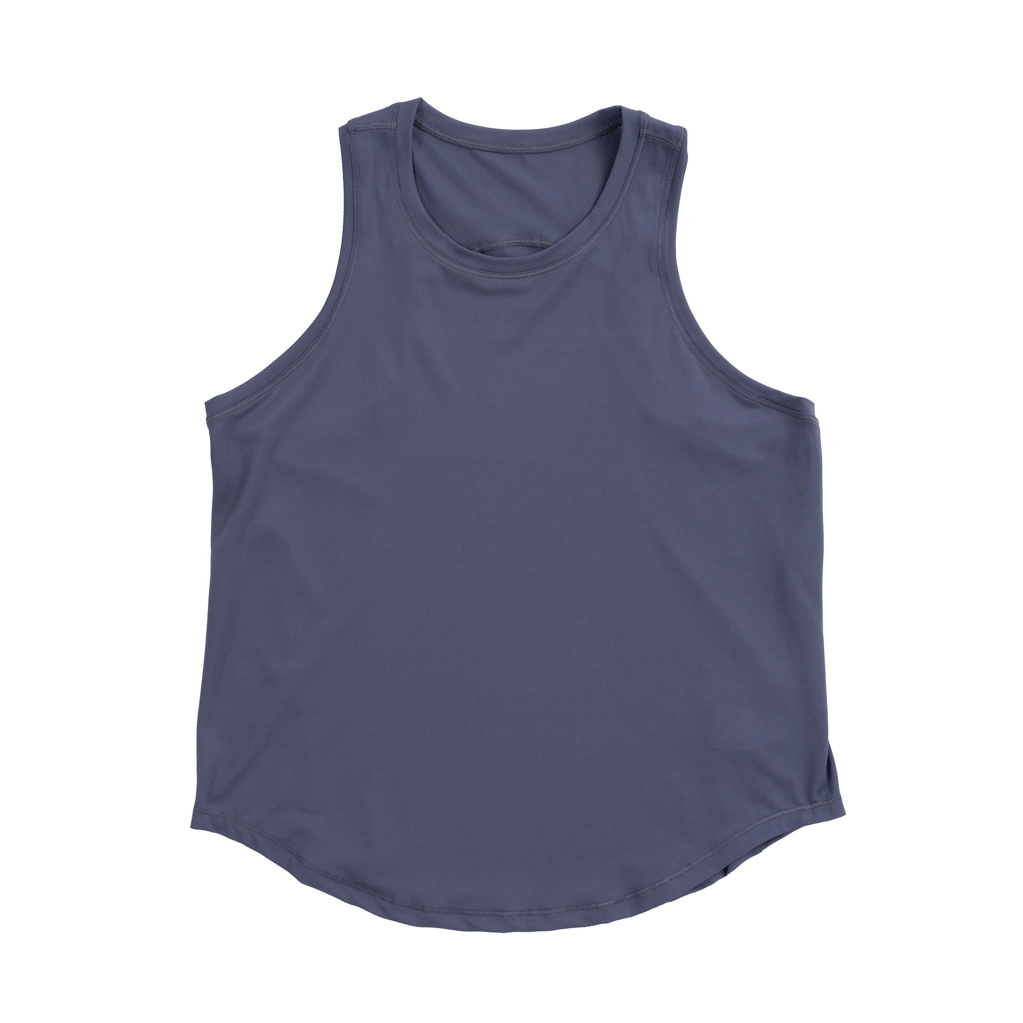 The front view of a gray LIVE A GREAT STORY Lightweight Women's Racer Tank Top