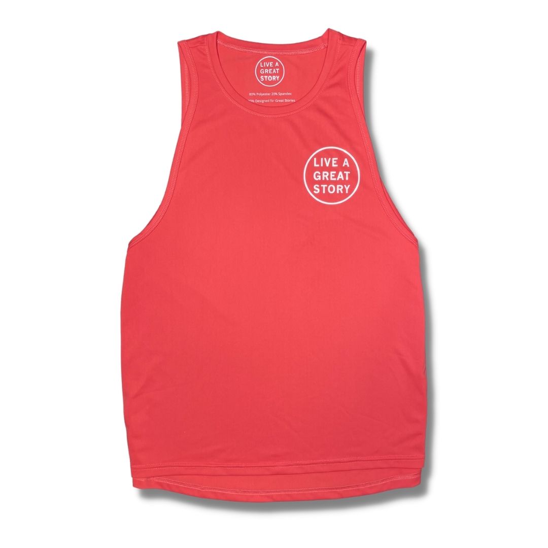 A coral LIVE A GREAT STORY Men's Athletic Tank