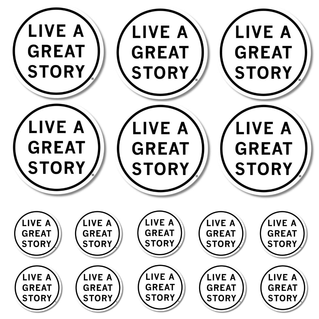 A white Inspiration Sticker Pack with six 4" and ten 2" stickers.