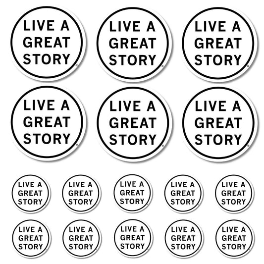 A white Inspiration Sticker Pack with six 4" and ten 2" stickers.